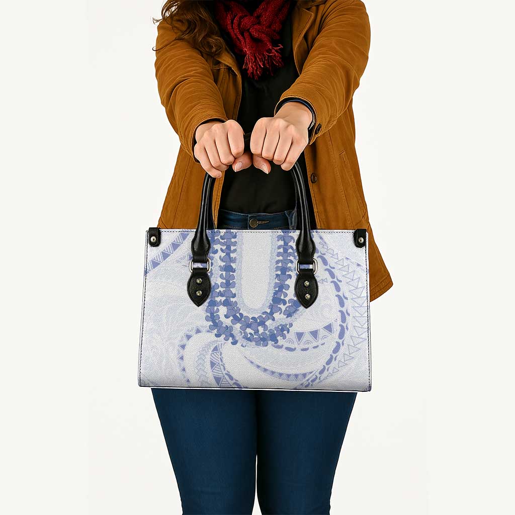 Aloha Lei Onaona Leather Bag Navy Blue Hawaiian Tribal Pattern - Polynesian Pride