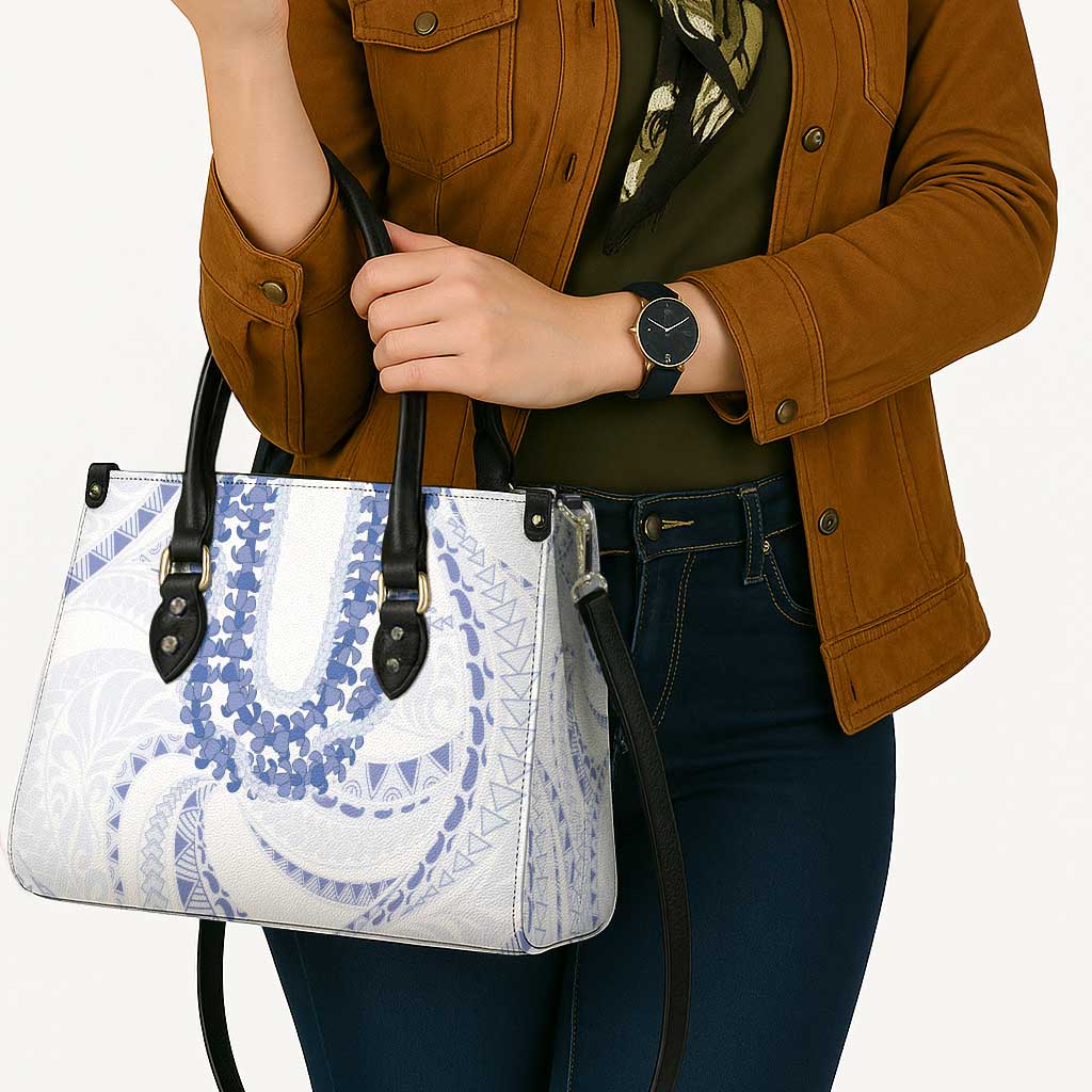 Aloha Lei Onaona Leather Bag Navy Blue Hawaiian Tribal Pattern - Polynesian Pride