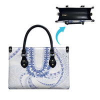 Aloha Lei Onaona Leather Bag Navy Blue Hawaiian Tribal Pattern - Polynesian Pride