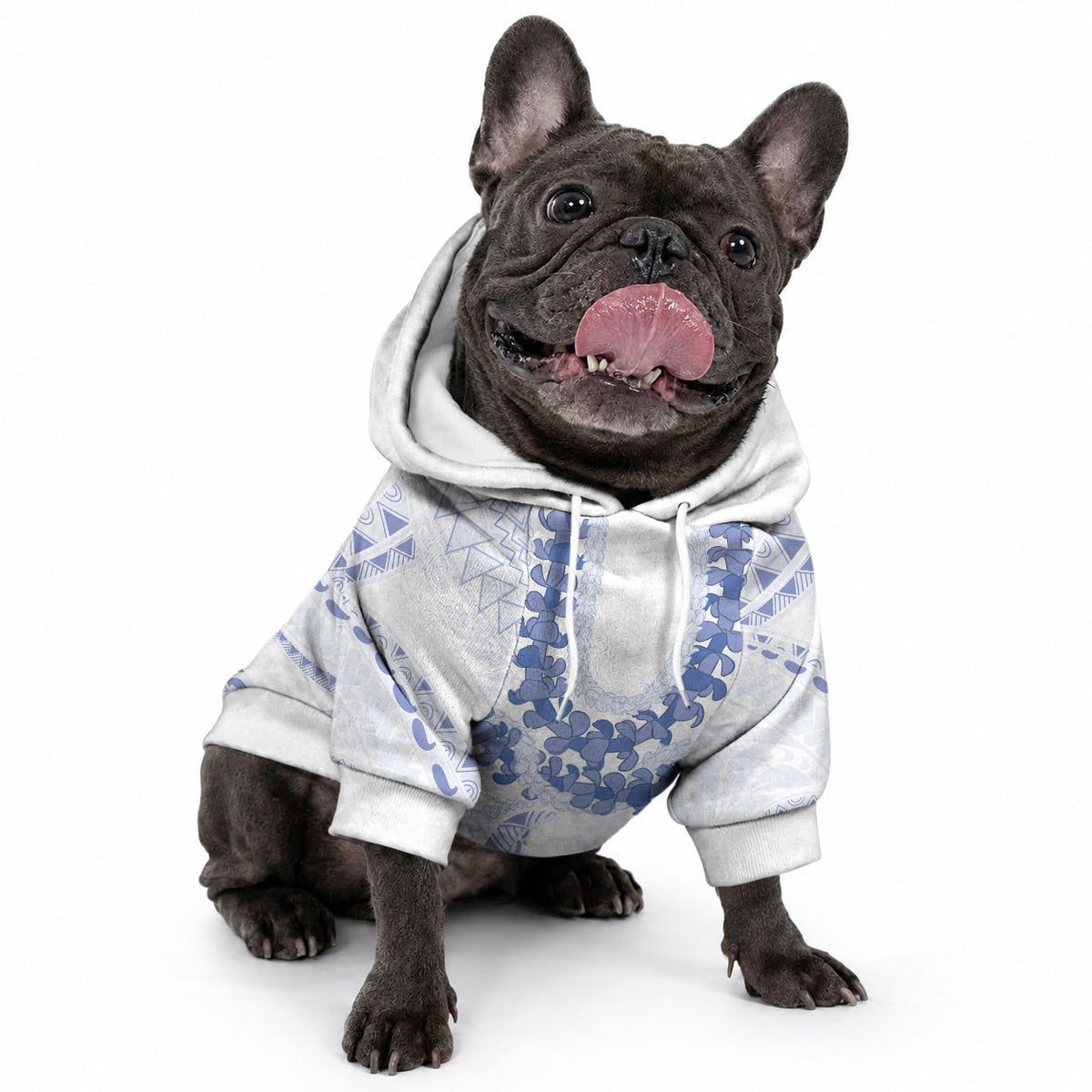 Aloha Lei Onaona Pet Hoodie Navy Blue Hawaiian Tribal Pattern LT9 - Polynesian Pride