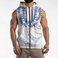 Aloha Lei Onaona Sleeveless Zip Hoodie Navy Blue Hawaiian Tribal Pattern LT9