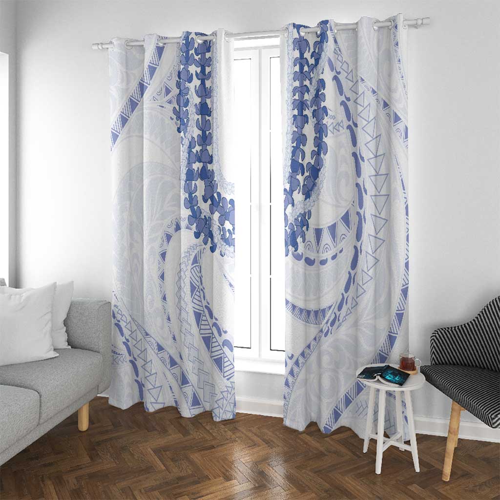 Aloha Lei Onaona Window Curtain Navy Blue Hawaiian Tribal Pattern