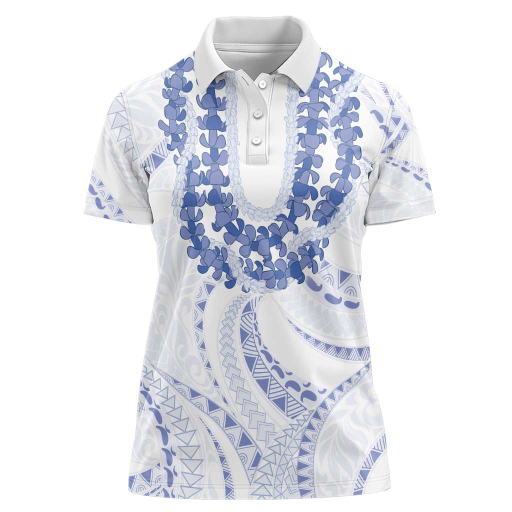 Aloha Lei Onaona Women Polo Shirt Navy Blue Hawaiian Tribal Pattern