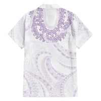 Aloha Lei Onaona Family Matching Off The Shoulder Long Sleeve Dress and Hawaiian Shirt Purple Hawaiian Tribal Pattern LT9 - Polynesian Pride