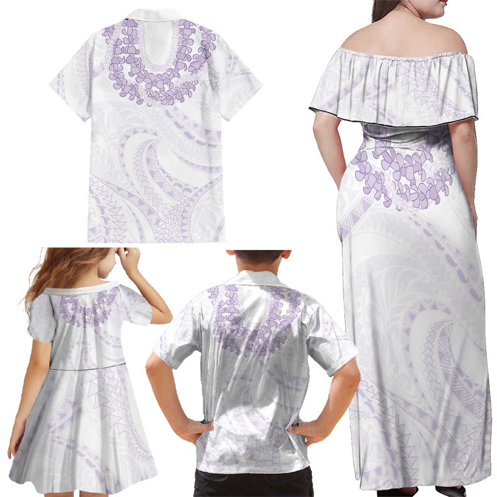 Aloha Lei Onaona Family Matching Off Shoulder Maxi Dress and Hawaiian Shirt Purple Hawaiian Tribal Pattern LT9 - Polynesian Pride