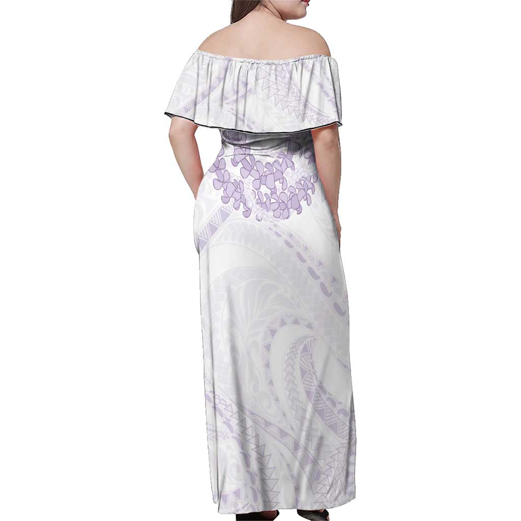 Aloha Lei Onaona Family Matching Off Shoulder Maxi Dress and Hawaiian Shirt Purple Hawaiian Tribal Pattern LT9 - Polynesian Pride