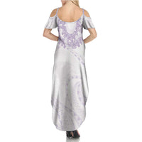 Aloha Lei Onaona Family Matching Summer Maxi Dress and Hawaiian Shirt Purple Hawaiian Tribal Pattern LT9 - Polynesian Pride
