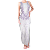 Aloha Lei Onaona Family Matching Tank Maxi Dress and Hawaiian Shirt Purple Hawaiian Tribal Pattern LT9 Mom's Dress Purple - Polynesian Pride