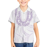 Aloha Lei Onaona Family Matching Tank Maxi Dress and Hawaiian Shirt Purple Hawaiian Tribal Pattern LT9 Son's Shirt Purple - Polynesian Pride