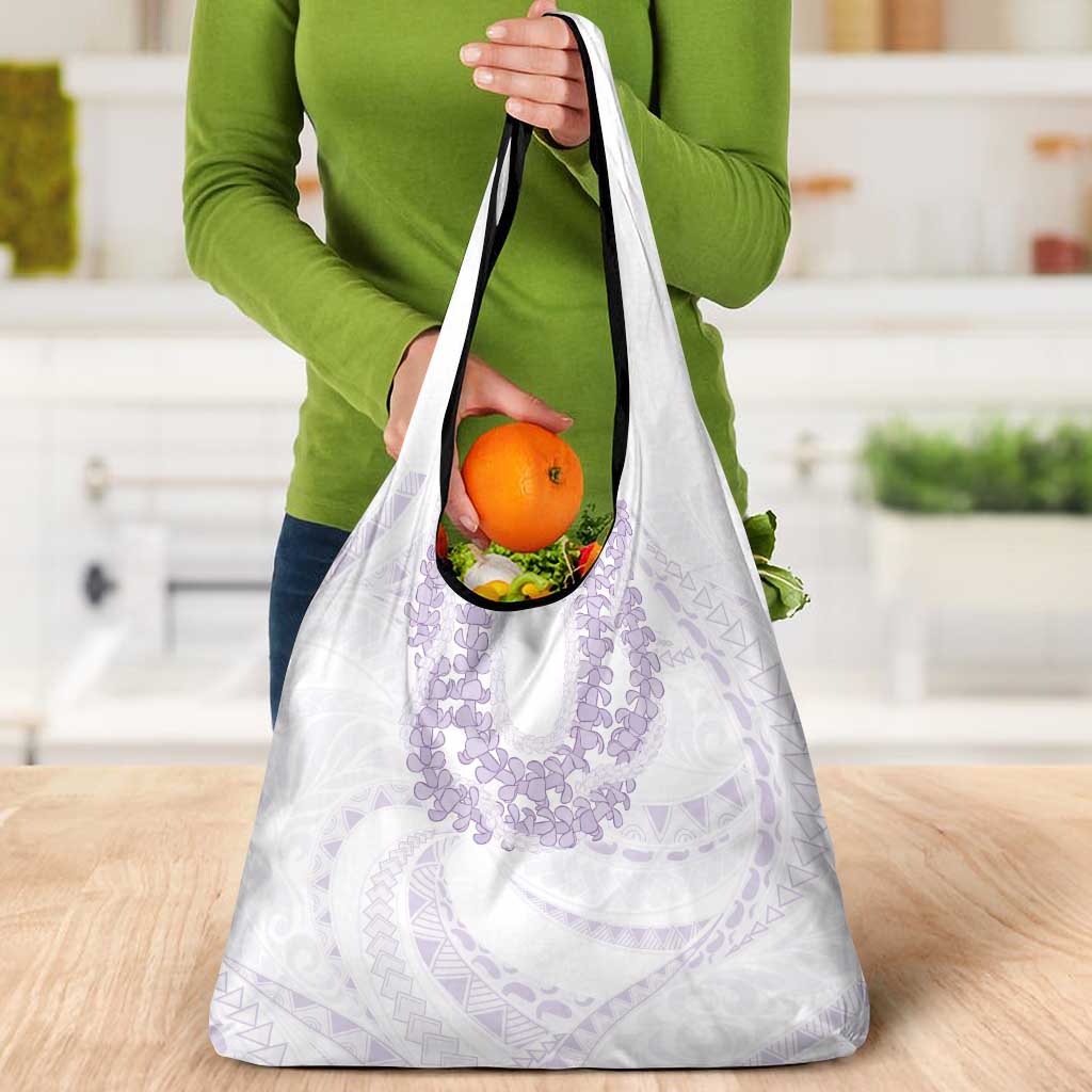 Aloha Lei Onaona Grocery Bag Purple Hawaiian Tribal Pattern
