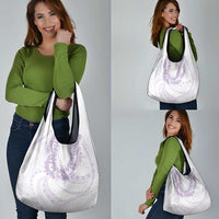 Aloha Lei Onaona Grocery Bag Purple Hawaiian Tribal Pattern