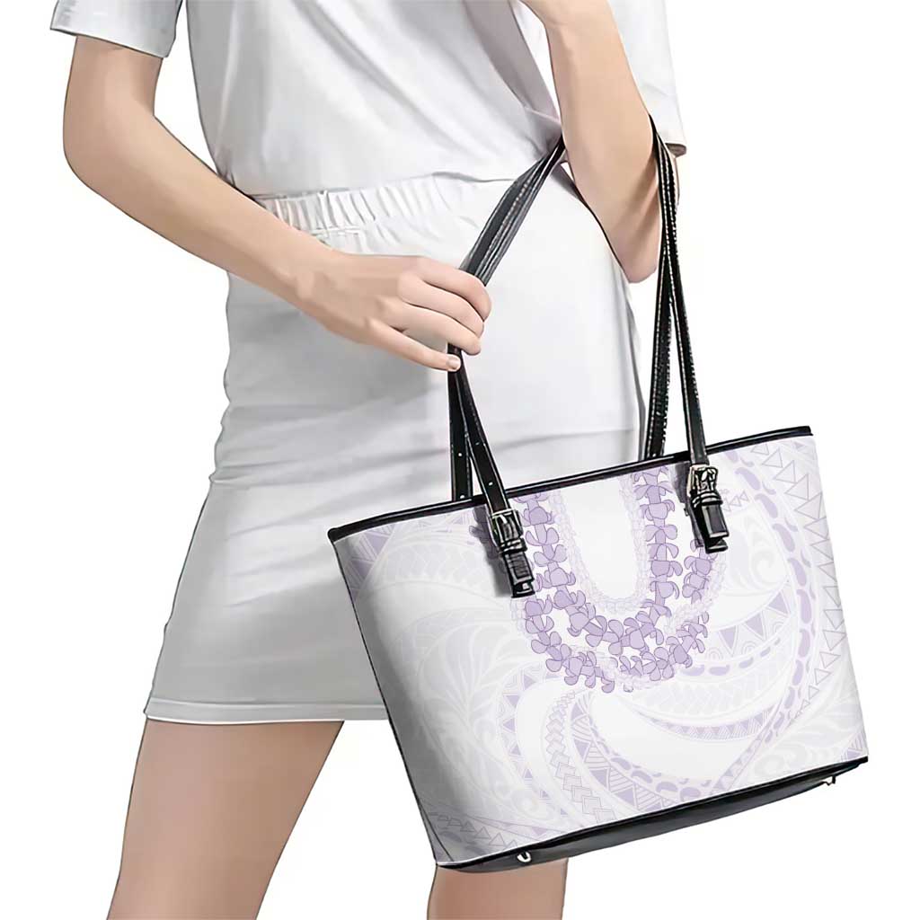 Aloha Lei Onaona Leather Tote Bag Purple Hawaiian Tribal Pattern