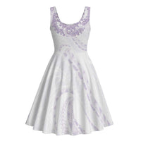 Aloha Lei Onaona Midi Dress Purple Hawaiian Tribal Pattern - Polynesian Pride