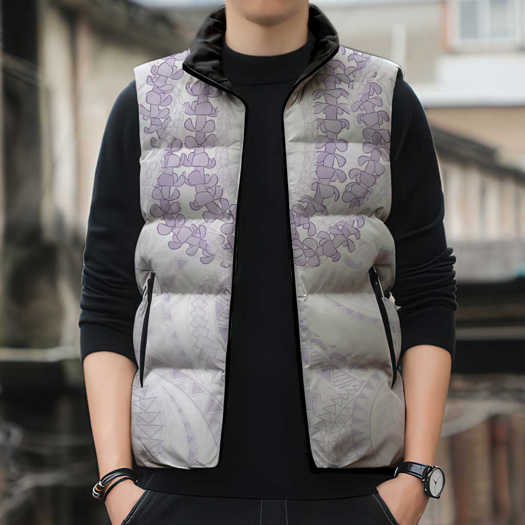 Aloha Lei Onaona Sleeveless Puffer Jacket Purple Hawaiian Tribal Pattern - Polynesian Pride