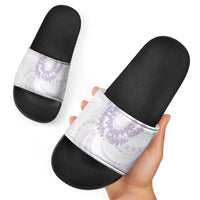 Aloha Lei Onaona Slide Sandals Purple Hawaiian Tribal Pattern - Polynesian Pride
