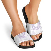 Aloha Lei Onaona Slide Sandals Purple Hawaiian Tribal Pattern - Polynesian Pride