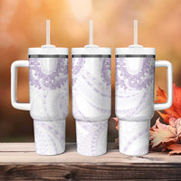 Aloha Lei Onaona Tumbler With Handle Purple Hawaiian Tribal Pattern