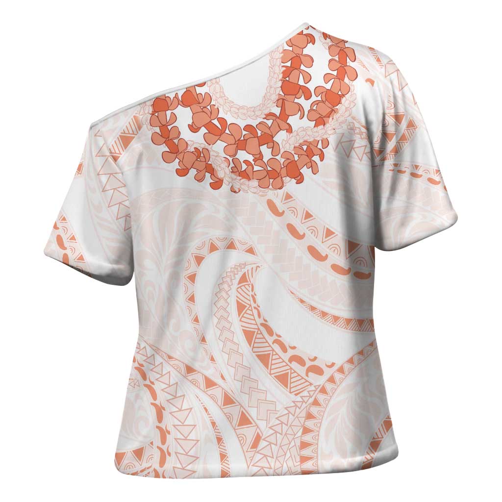 Aloha Lei Onaona Cross Shoulder Shirt Red Hawaiian Tribal Pattern - Polynesian Pride