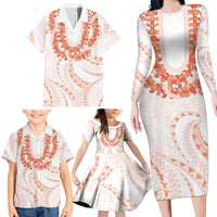 Aloha Lei Onaona Family Matching Long Sleeve Bodycon Dress and Hawaiian Shirt Red Hawaiian Tribal Pattern LT9 - Polynesian Pride