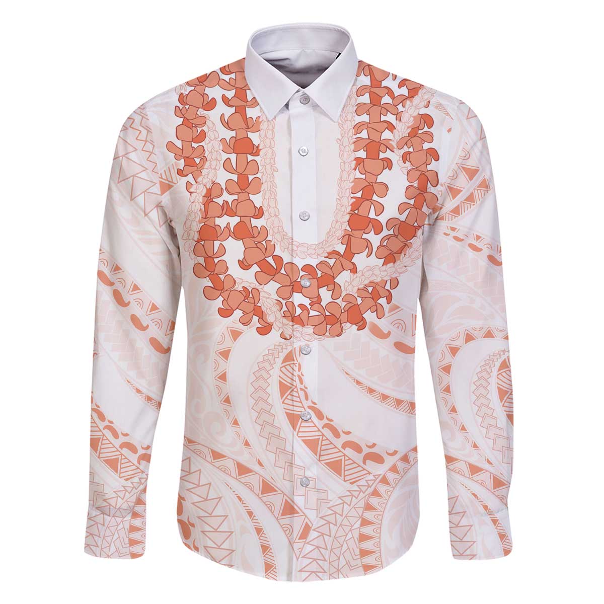 Aloha Lei Onaona Family Matching Off The Shoulder Long Sleeve Dress and Hawaiian Shirt Red Hawaiian Tribal Pattern LT9 Dad's Shirt - Long Sleeve Red - Polynesian Pride