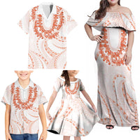 Aloha Lei Onaona Family Matching Off Shoulder Maxi Dress and Hawaiian Shirt Red Hawaiian Tribal Pattern LT9 - Polynesian Pride