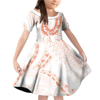Aloha Lei Onaona Family Matching Off Shoulder Short Dress and Hawaiian Shirt Red Hawaiian Tribal Pattern LT9 Daughter's Dress Red - Polynesian Pride