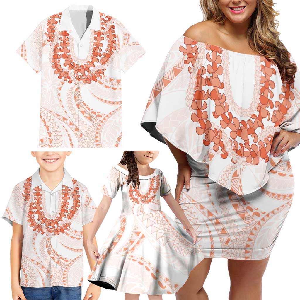 Aloha Lei Onaona Family Matching Off Shoulder Short Dress and Hawaiian Shirt Red Hawaiian Tribal Pattern LT9 - Polynesian Pride