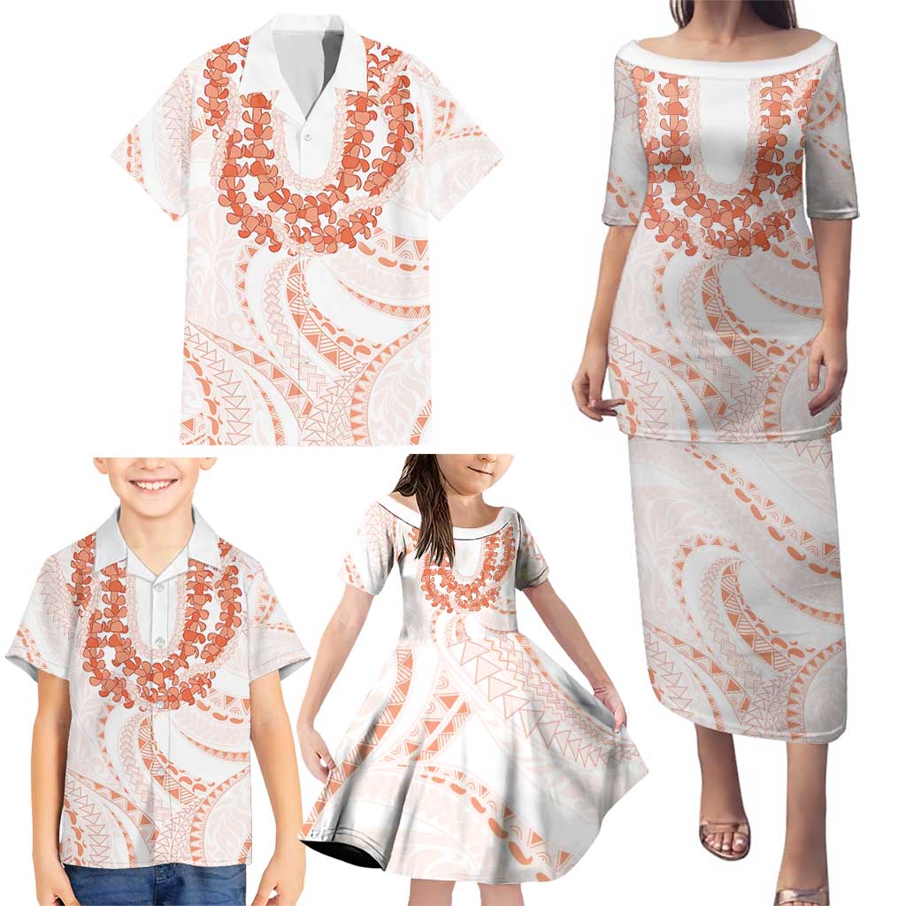 Aloha Lei Onaona Family Matching Puletasi and Hawaiian Shirt Red Hawaiian Tribal Pattern