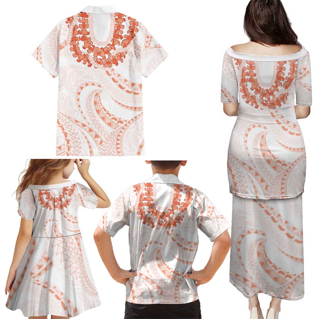 Aloha Lei Onaona Family Matching Puletasi and Hawaiian Shirt Red Hawaiian Tribal Pattern