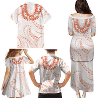 Aloha Lei Onaona Family Matching Puletasi and Hawaiian Shirt Red Hawaiian Tribal Pattern