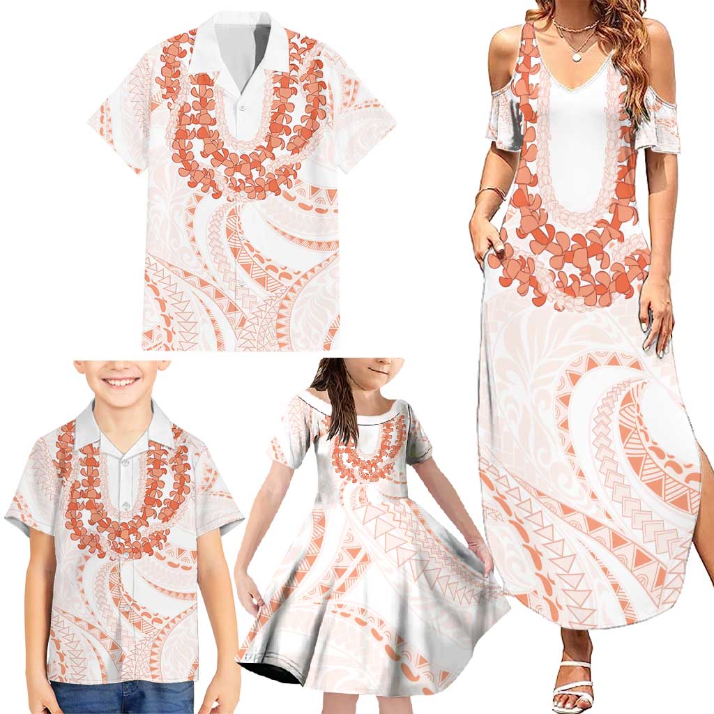 Aloha Lei Onaona Family Matching Summer Maxi Dress and Hawaiian Shirt Red Hawaiian Tribal Pattern LT9 - Polynesian Pride