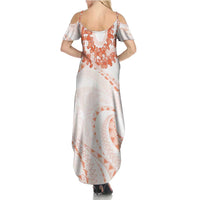 Aloha Lei Onaona Family Matching Summer Maxi Dress and Hawaiian Shirt Red Hawaiian Tribal Pattern LT9 - Polynesian Pride