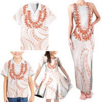 Aloha Lei Onaona Family Matching Tank Maxi Dress and Hawaiian Shirt Red Hawaiian Tribal Pattern LT9 - Polynesian Pride