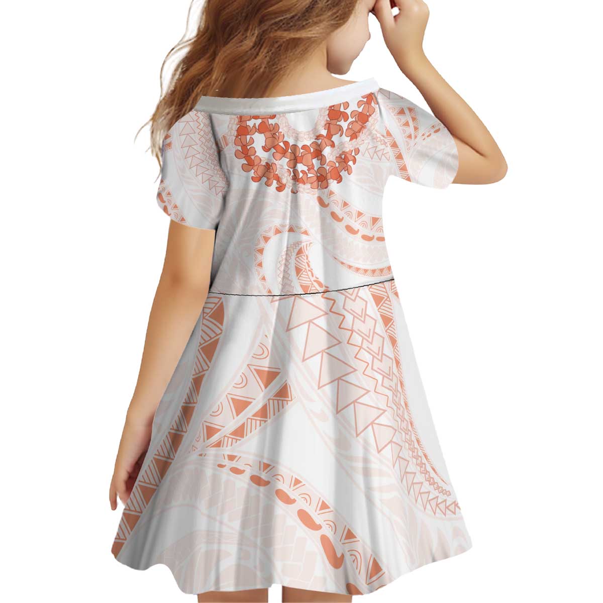 Aloha Lei Onaona Kid Short Sleeve Dress Red Hawaiian Tribal Pattern