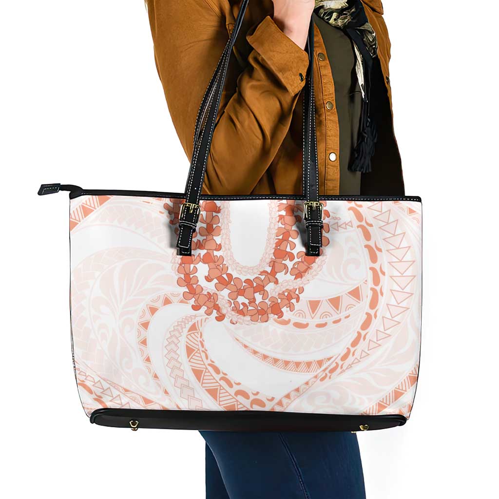 Aloha Lei Onaona Leather Tote Bag Red Hawaiian Tribal Pattern