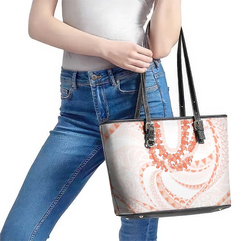 Aloha Lei Onaona Leather Tote Bag Red Hawaiian Tribal Pattern