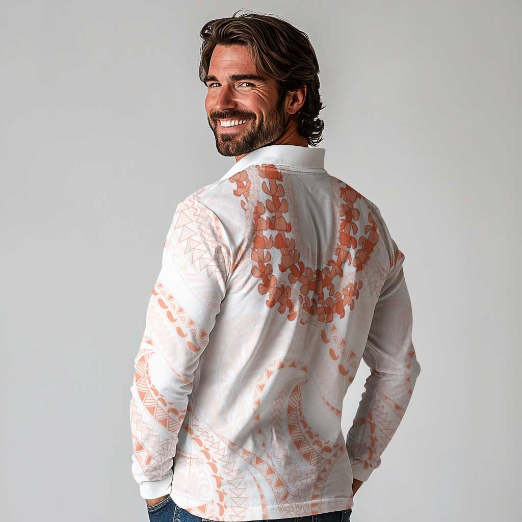 Aloha Lei Onaona Long Sleeve Polo Shirt Red Hawaiian Tribal Pattern