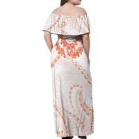 Aloha Lei Onaona Off Shoulder Maxi Dress Red Hawaiian Tribal Pattern