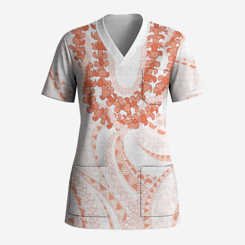 Aloha Lei Onaona Scrub Top Red Hawaiian Tribal Pattern - Polynesian Pride