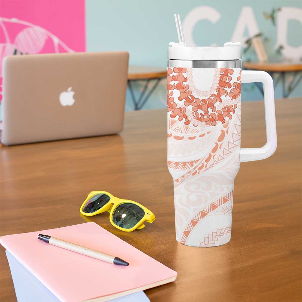 Aloha Lei Onaona Tumbler With Handle Red Hawaiian Tribal Pattern