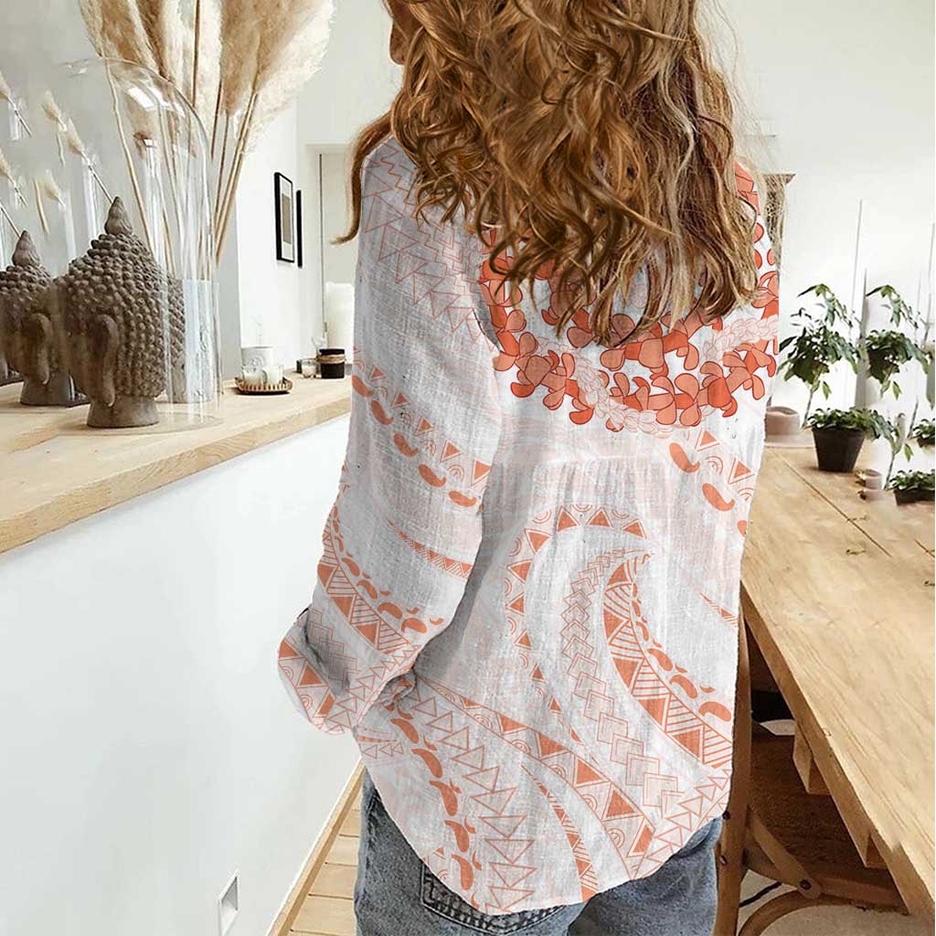 Aloha Lei Onaona Women Casual Shirt Red Hawaiian Tribal Pattern