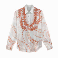 Aloha Lei Onaona Women Casual Shirt Red Hawaiian Tribal Pattern