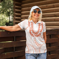 Aloha Lei Onaona Women Polo Shirt Red Hawaiian Tribal Pattern