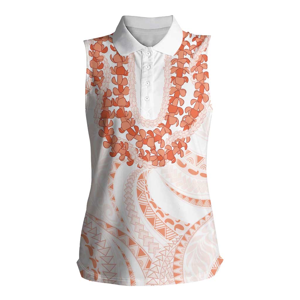 Aloha Lei Onaona Women Sleeveless Polo Shirt Red Hawaiian Tribal Pattern