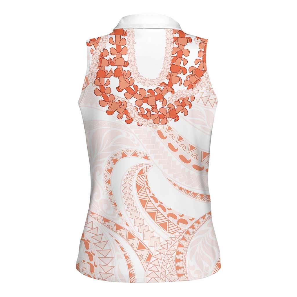 Aloha Lei Onaona Women Sleeveless Polo Shirt Red Hawaiian Tribal Pattern
