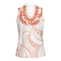 Aloha Lei Onaona Women Sleeveless Polo Shirt Red Hawaiian Tribal Pattern