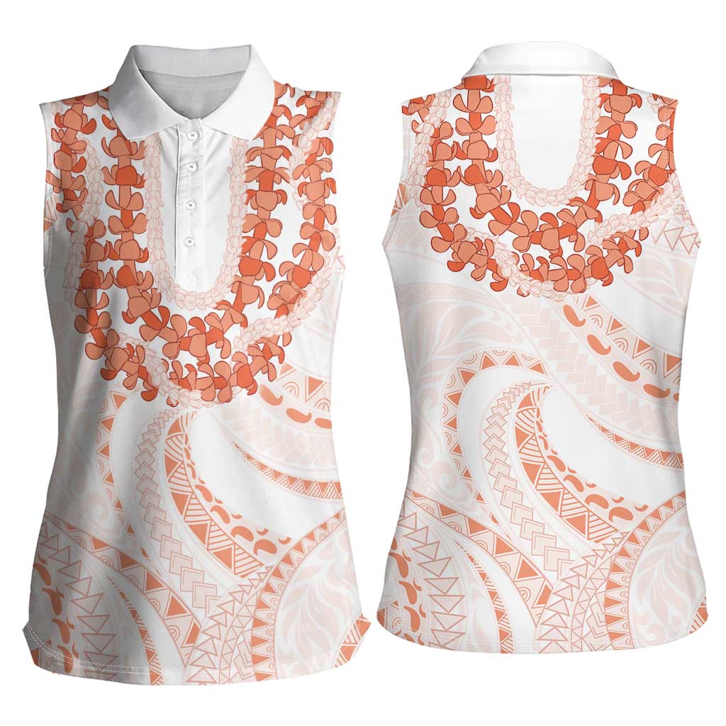 Aloha Lei Onaona Women Sleeveless Polo Shirt Red Hawaiian Tribal Pattern