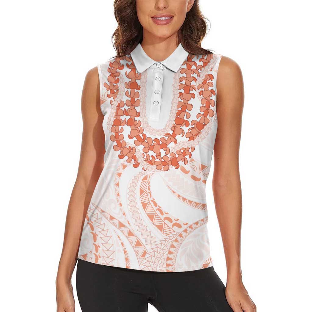 Aloha Lei Onaona Women Sleeveless Polo Shirt Red Hawaiian Tribal Pattern