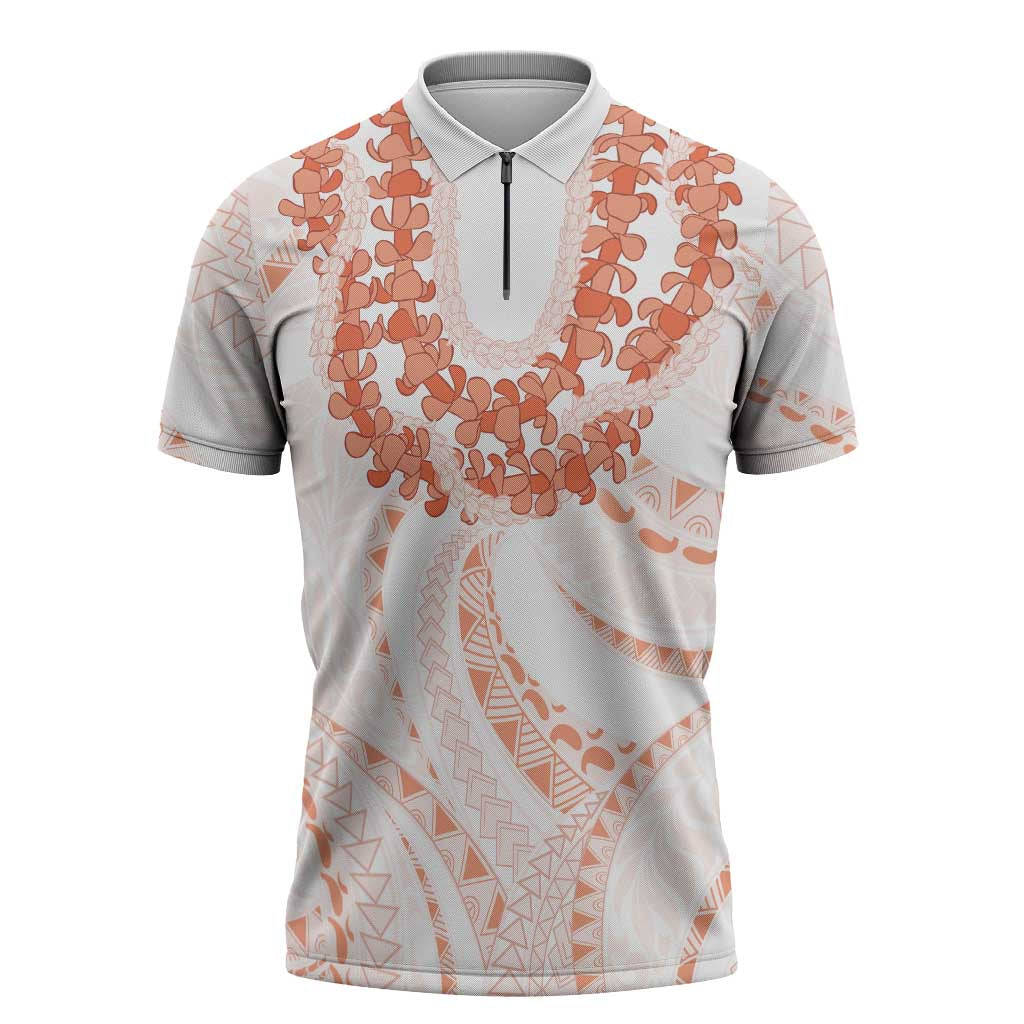 Aloha Lei Onaona Zipper Polo Shirt Red Hawaiian Tribal Pattern - Polynesian Pride