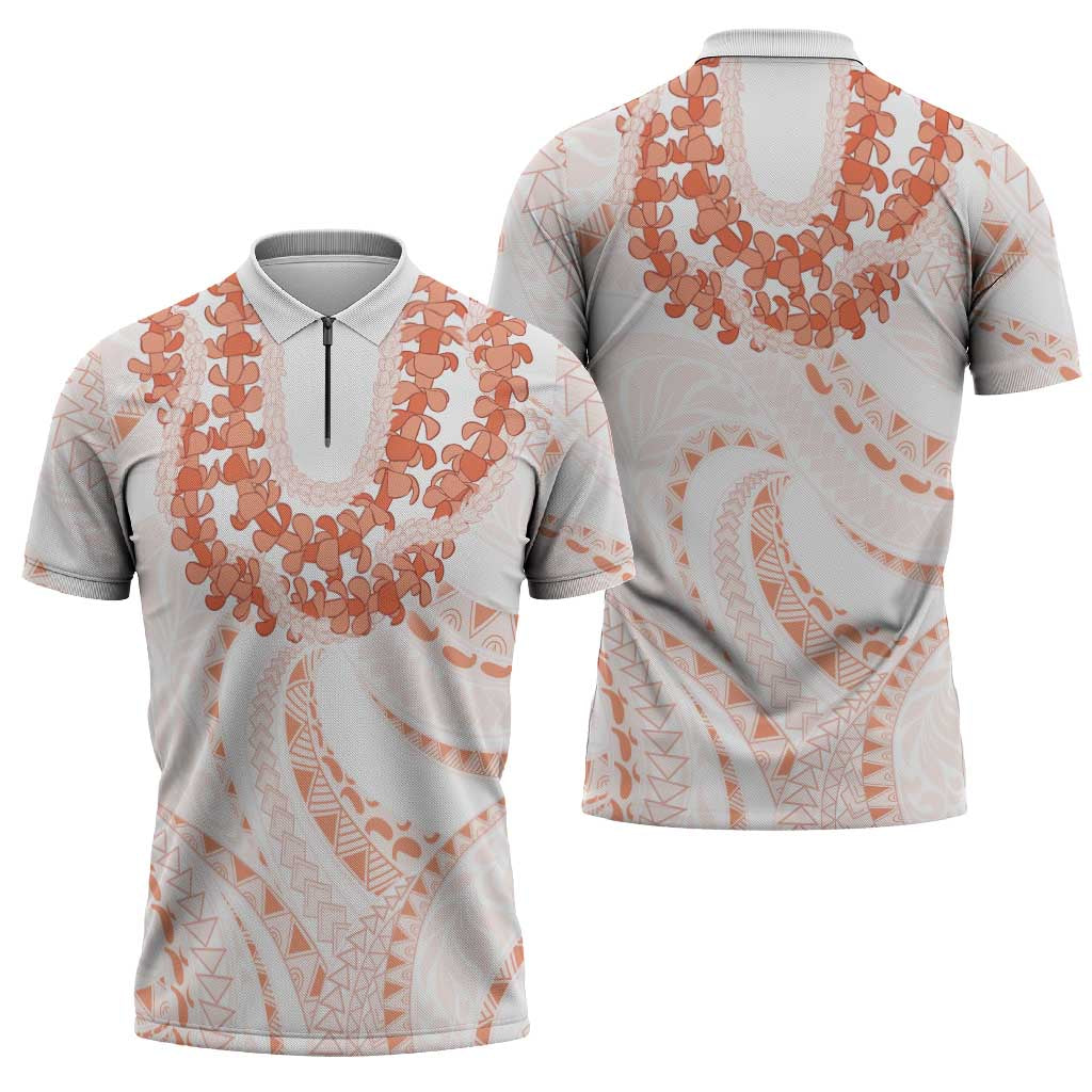 Aloha Lei Onaona Zipper Polo Shirt Red Hawaiian Tribal Pattern - Polynesian Pride